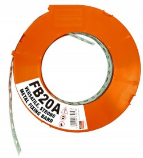Picture of Strong-Tie 10m x 20mm x 1mm Multi Purpose Fixing Band c/w dispenser
FB20 (10)