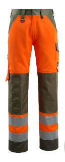 Picture of MASCOT® SAFE LIGHT Trousers with kneepad pockets Hi-Vis Orange/Moss Green L32 W34.5 
15979-948-1433