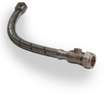 Picture of 15mm x 1/2" Flexi Tap Connector with Isolation Valve 300mm
324652