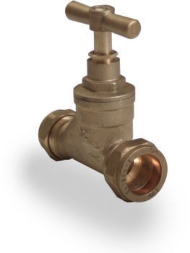 Picture of 22mm x 25mm MDPE Brass Stopcock 
301630