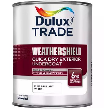 Picture of Dulux Trade Weathershield Quick Dry Exterior Flexible Undercoat Pure Brilliant White 1 Litre
5624601