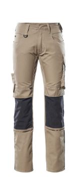 Picture of Mascot Unique Trousers With Kneepad Pockets Cordura Light Khaki/Black