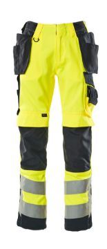 Picture of Mascot Safe Supreme Trousers With Holster Pockets Hi-Vis Cordura Yellow/Dark Navy