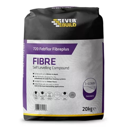 Picture of Everbuild 720 Febflor Fibreplus Self Levelling Floor Compound 20kg (Deep fill 3-60mm depth in one coat)
SLFIBRE20